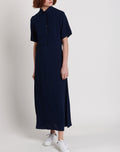 Vestido Camisero Largo Mangas Cortas - Marino - Mujer