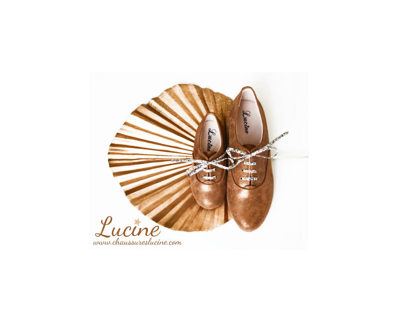 Chaussures Derbies À Lacets Fille Capucine - Cuir Camel Irisé - Fille