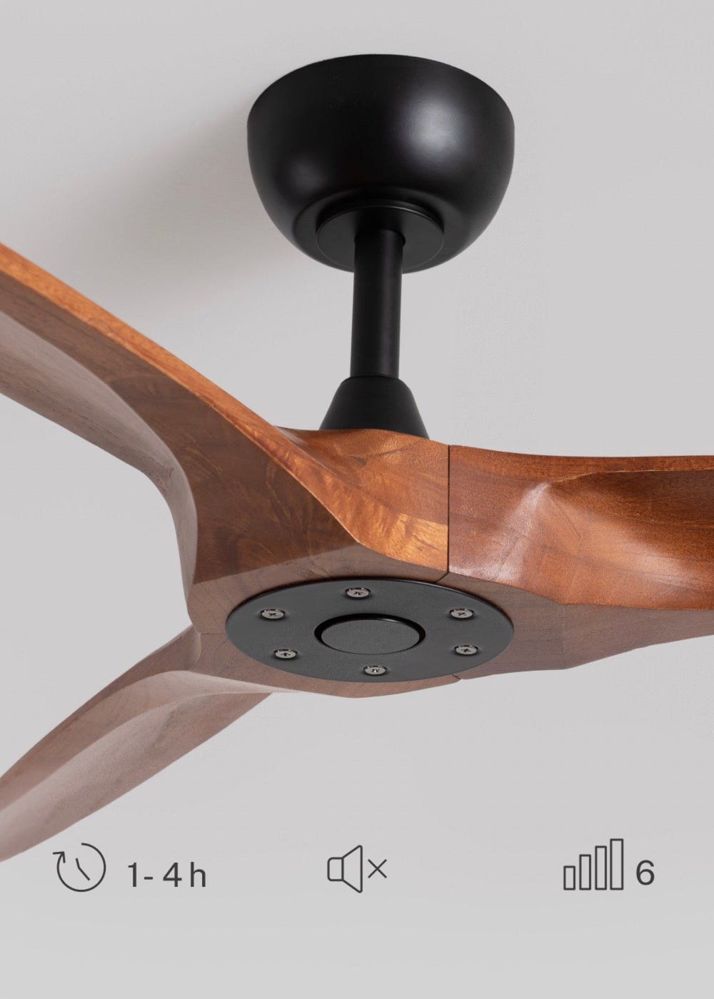 Wind Century - Ventilateur De Plafond En Bois 40W Silencieux - Noir/Bois Foncé