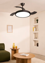 Wind Clear Studio - Ventilateur De Plafond 40W Silencieux Avec Pales Rétractables Et Lumière Led - Noir