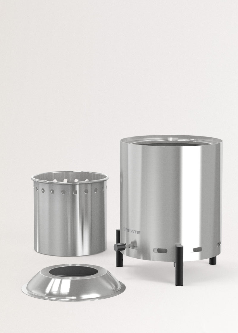 Fire Pit Compact - 1.5 Kw Outdoor Table Brazier with Smokeless Pellet - Gray