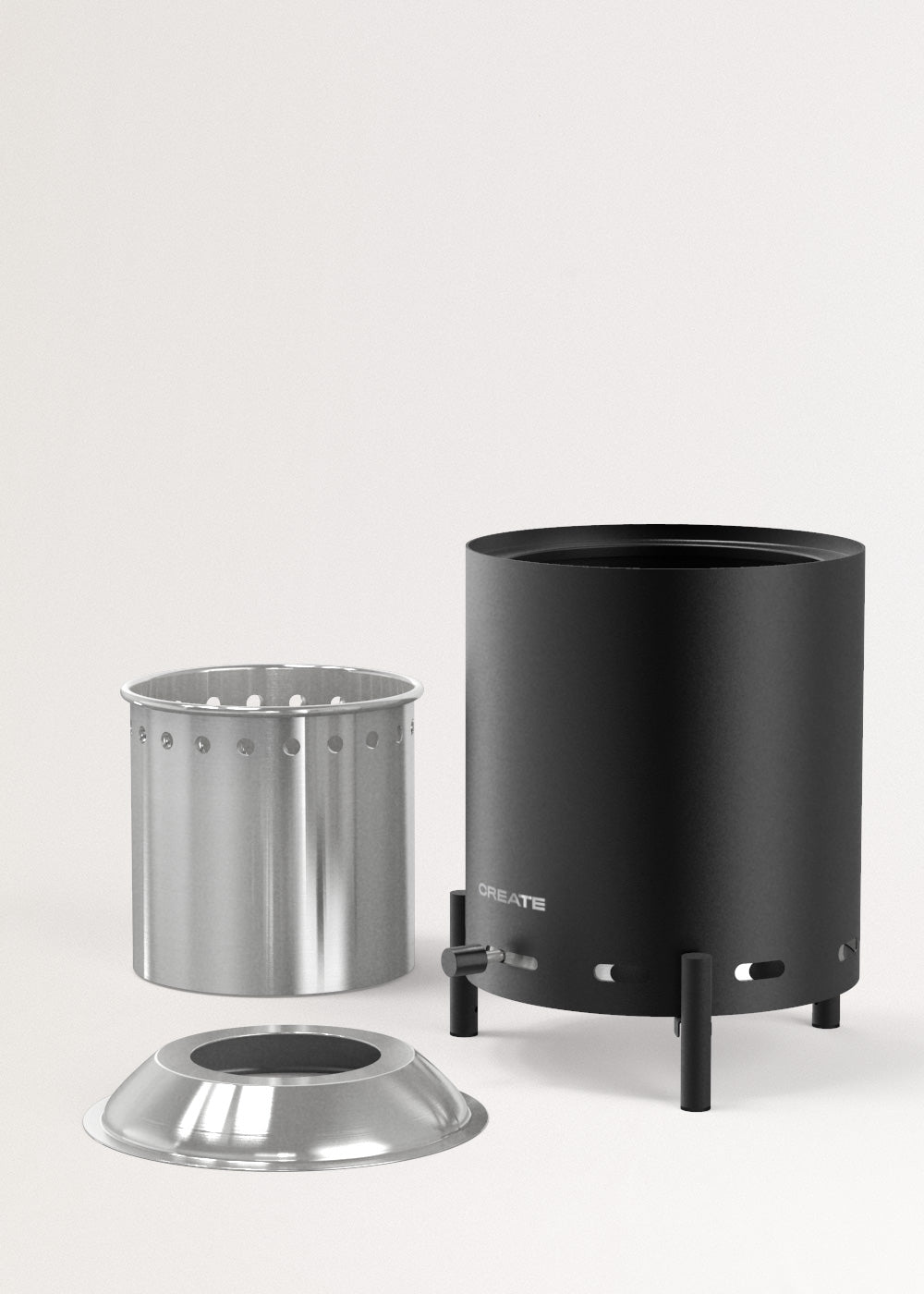 Brasero compacto - Brasero de mesa para exteriores de 1,5 kW con pellets sin humo - Negro