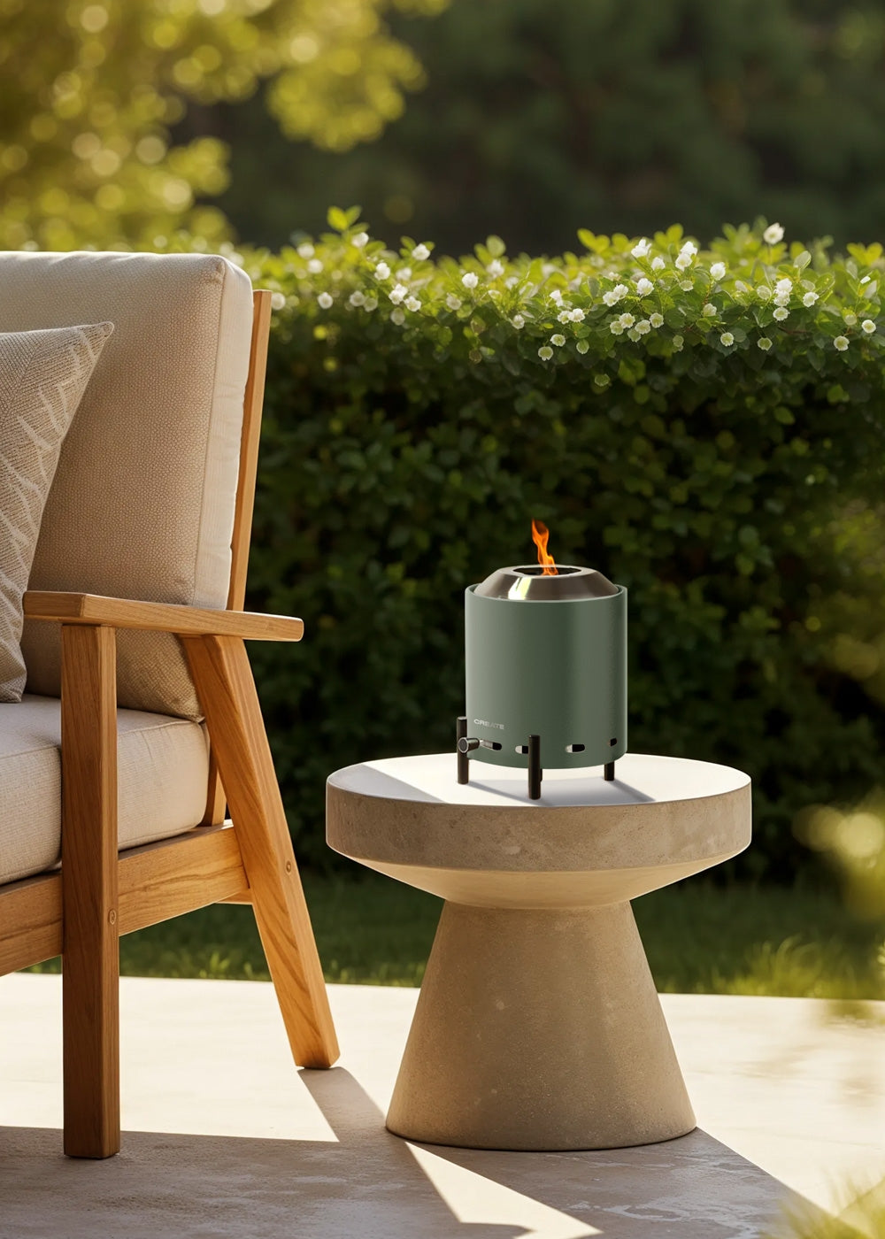 Fire Pit Compact - Brasero De Mesa 1,5 kW De Exterior De Pellets Sin Humo - Verde