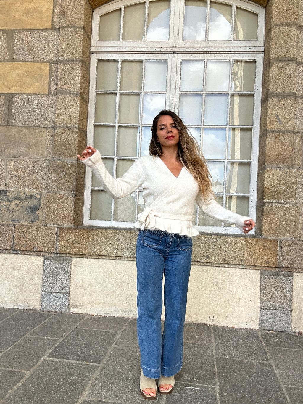 Cárdigan con lazo Helena beige