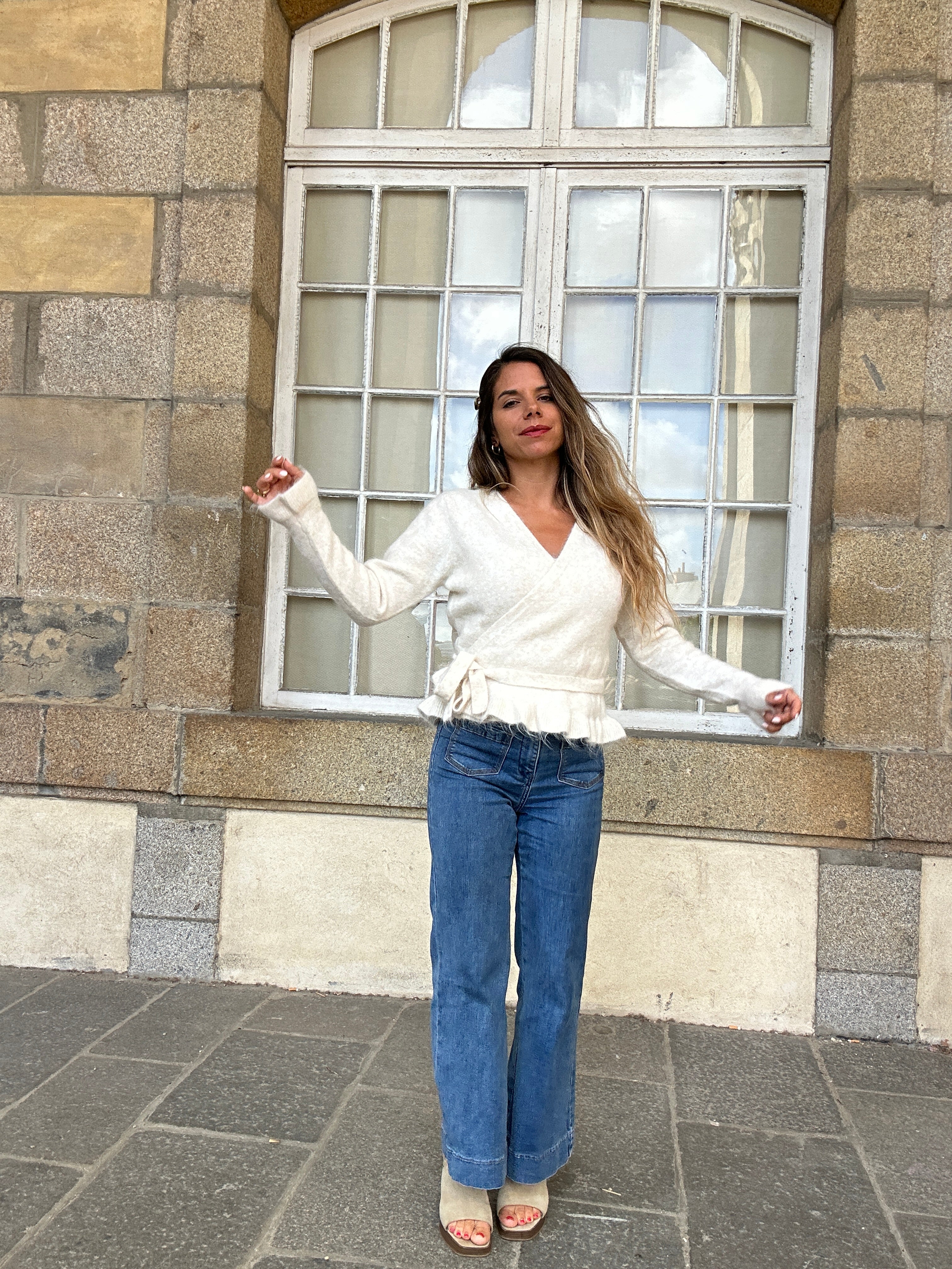 Cárdigan con lazo Helena beige
