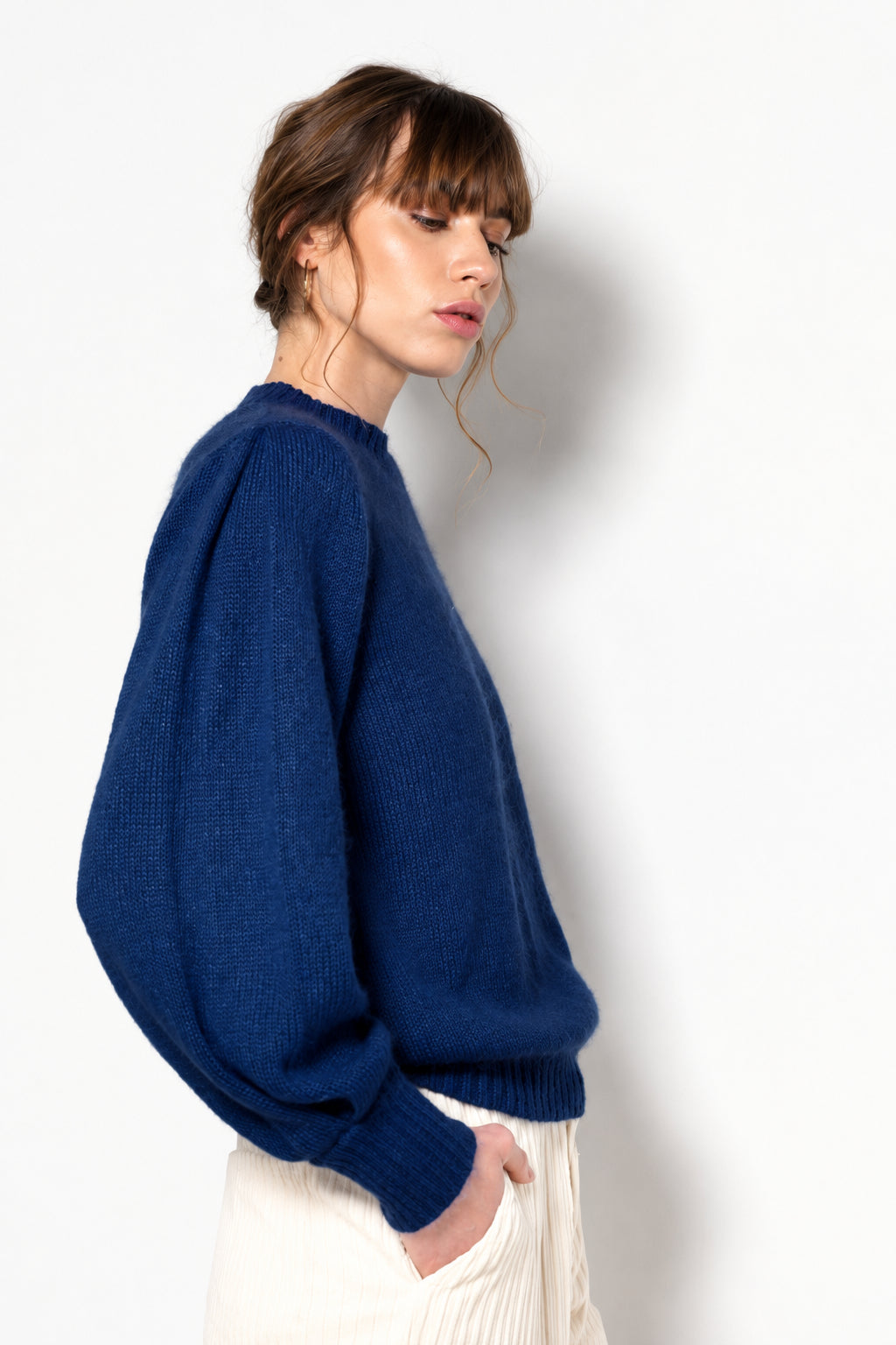 Trui Alix Mohair En Zijde Marineblauw