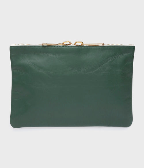 1970-1976 - Pochette Cuir Lisse Vert Foncé - Femme