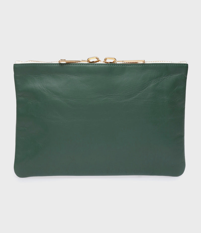 1970-1976 - Pochette Cuir Lisse Vert Foncé - Femme
