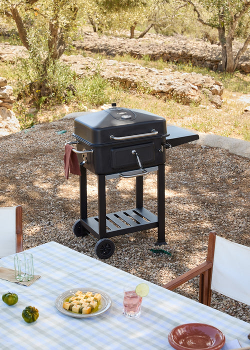 BBQ Smokey Pro - Barbacoa Ahumadora de Carbón con Parrilla Regulable y Mesa Auxiliar - Exclusiva