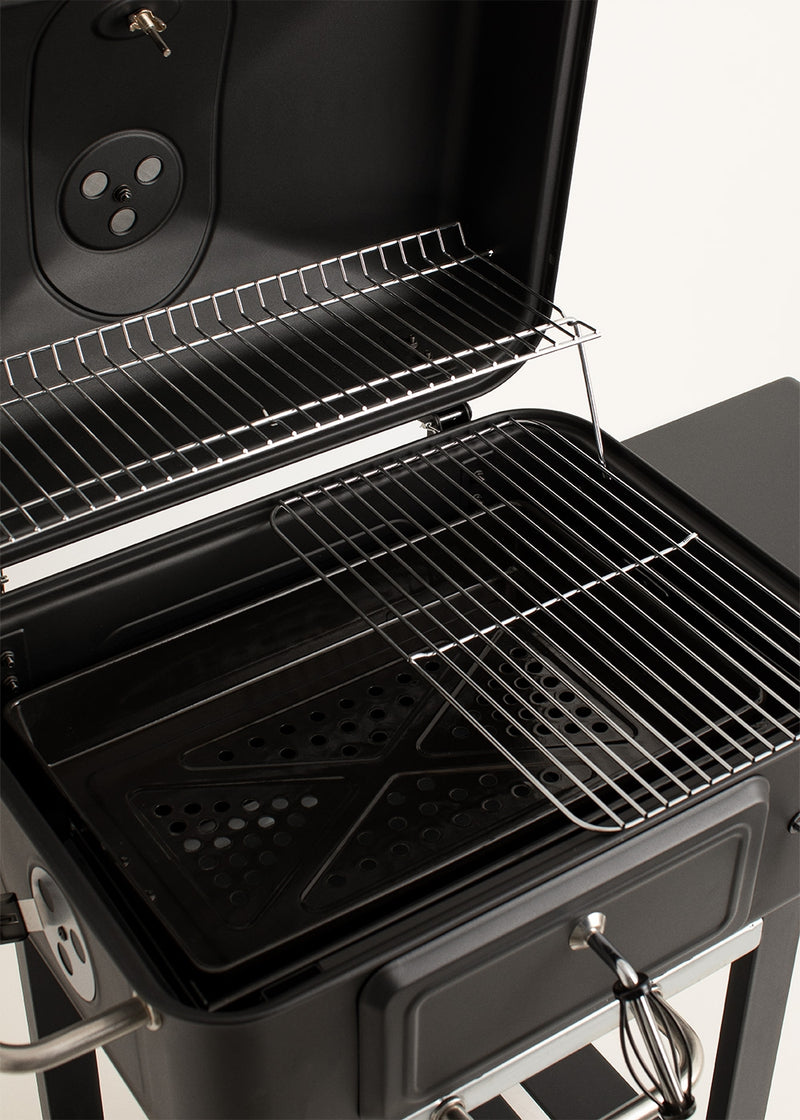 BBQ Smokey Pro - Barbacoa Ahumadora de Carbón con Parrilla Regulable y Mesa Auxiliar - Exclusiva
