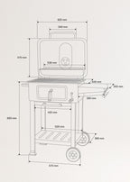 Bbq Smokey Pro - Charcoal Smoker Barbecue With Adjustable Grille And Side Table