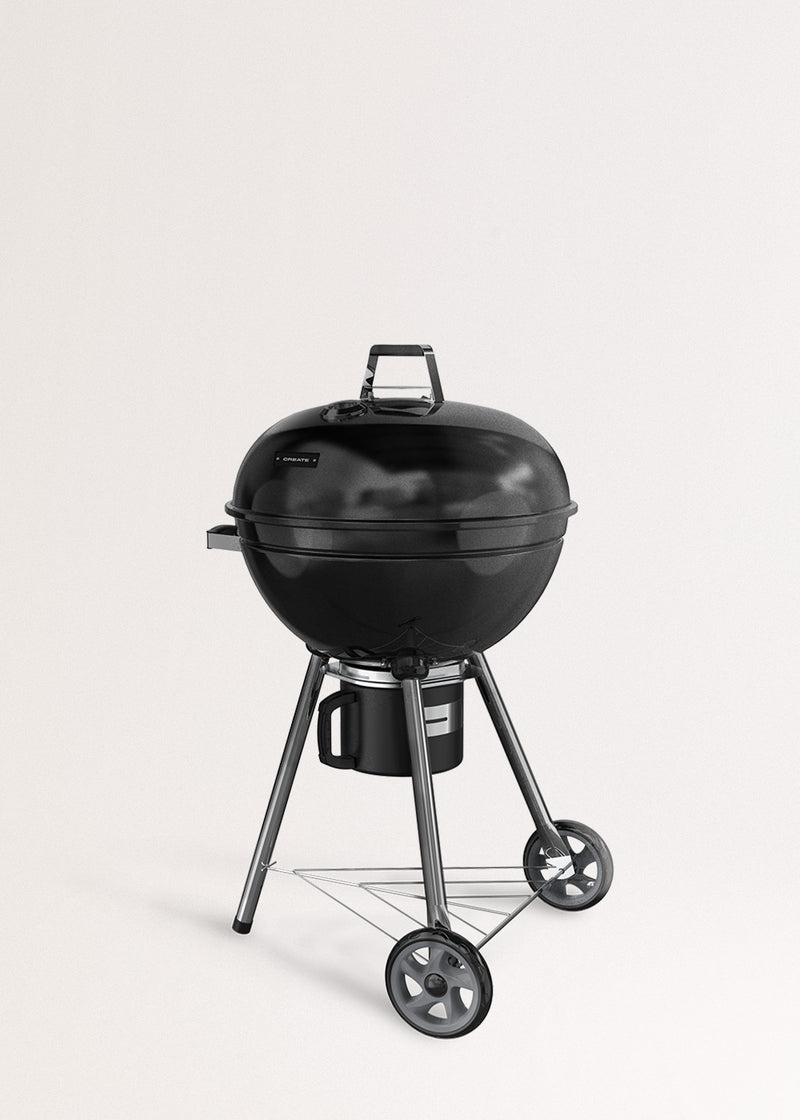 BBQ Smokey Kettle - Barbacoa ahumadora de carbón con recolector de brasas - Negro