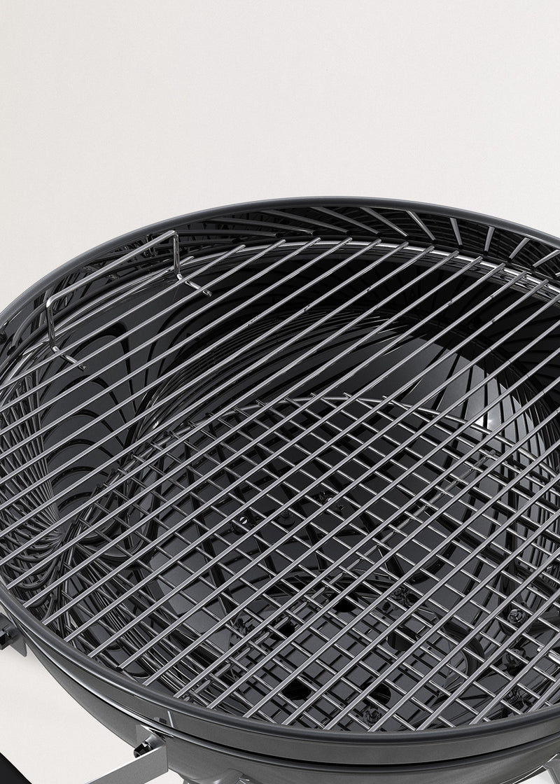 BBQ Smokey Kettle - Barbacoa ahumadora de carbón con recolector de brasas - Negro