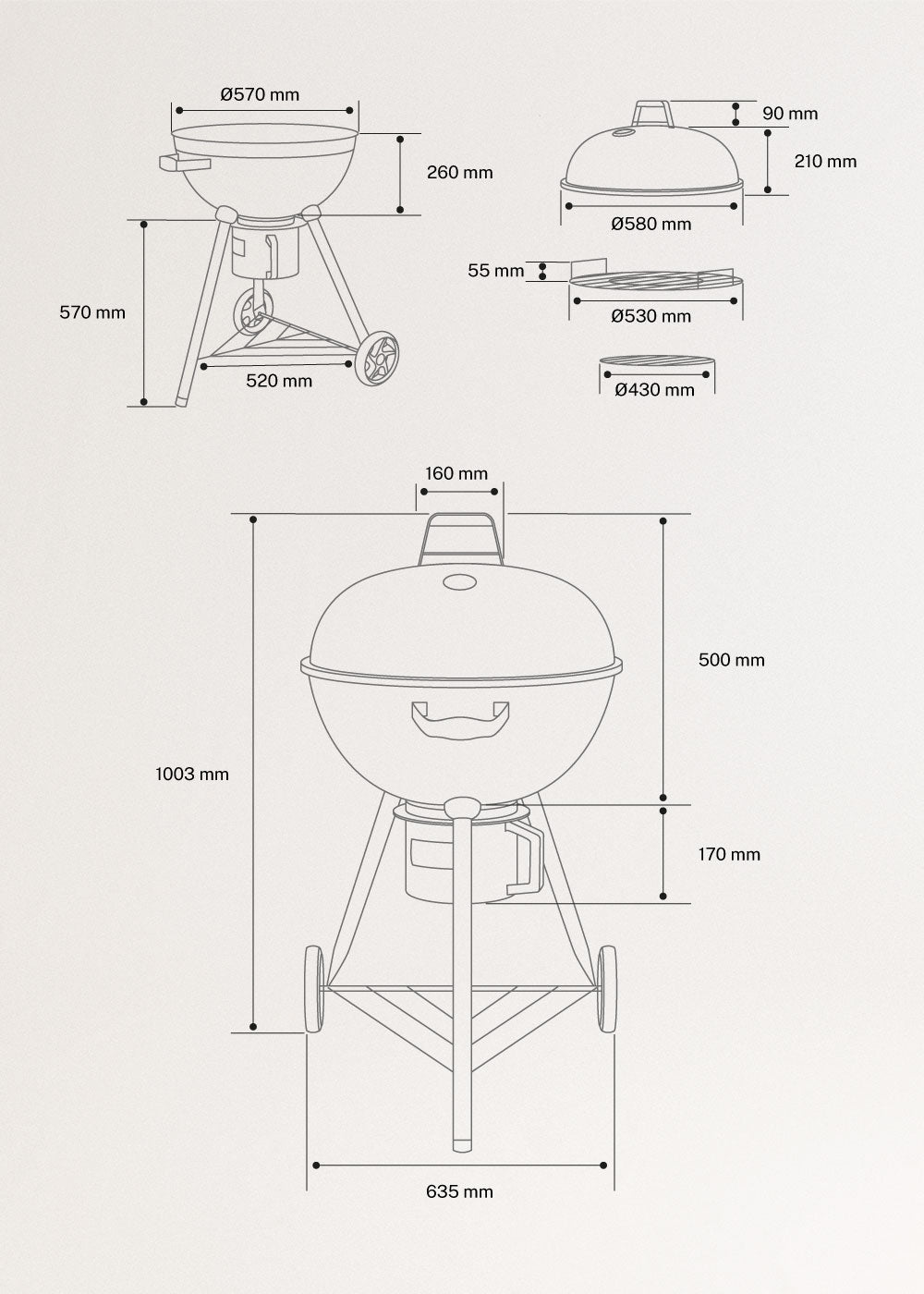 Bbq Smokey Kettle - Charcoal Smoker Barbecue With Ember Collector - Black