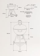 BBQ Smokey Kettle - Barbacoa ahumadora de carbón con recolector de brasas - Negro