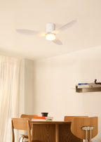 Wind Lite M - Ventilador De Techo Silencioso Para Interior Y Exterior - Con Luz Y Mando A Distancia - Blanco