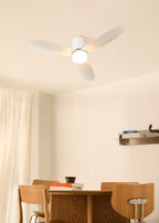 Wind Lite M - Ventilador De Techo Silencioso Interior & Exterior - Con Luz & WIFI + Mando A Distancia - Blanco