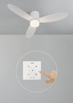 Wind Lite M - Quiet Indoor & Outdoor Ceiling Fan - With Light & Wall Controller - White