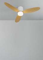 Wind Lite M - Ventilador De Techo Silencioso Para Interior Y Exterior - Con Luz Y Mando A Distancia - Blanco Y Madera Clara