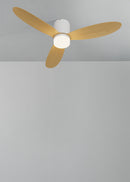 Wind Lite M - Ventilateur De Plafond Silencieux Intérieur & Extérieur - Avec Lumière & Télécommande - Blanc & Bois Clair