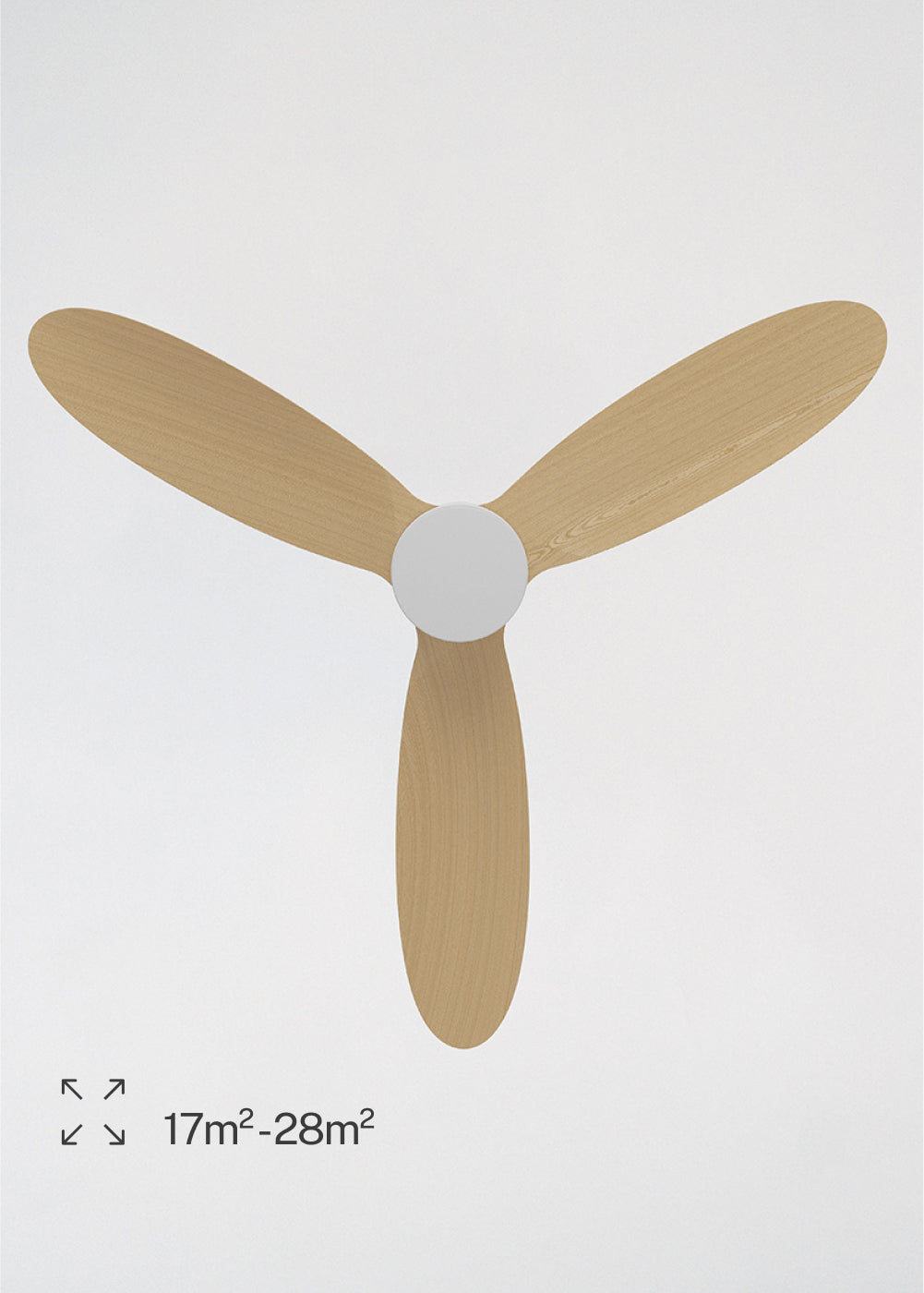 Wind Lite M - Ventilador De Techo Silencioso Para Interior & Exterior - Con Luz & Controlador De Pared - Blanco & Madera Clara