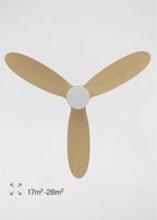 Wind Lite M - Ventilador De Techo Silencioso Para Interior & Exterior - Con Luz & Controlador De Pared - Blanco & Madera Clara