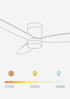 Wind Lite M - Ventilador De Techo Silencioso Para Interior & Exterior - Con Luz & Controlador De Pared - Blanco & Madera Clara