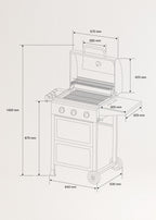 Bbq Gas Burner - 9KW Gas Barbecue With 3 Burners And Folding Table