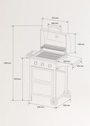 Quemador De Gas BBQ - Barbacoa De Gas De 9Kw Con 3 Quemadores Y Mesa Plegable. - Exclusivo