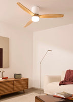 Wind Calm Concrete - Ventilador De Techo 40W Silencioso Ø132Cm 100% Madera Con Carcasa De Yeso Personalizable - Blanco# Gypsum Madera Natural# Con Luz# No# Wood