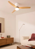 Wind Calm Concrete - Ventilador De Techo 40W Silencioso Ø132Cm 100% Madera Con Carcasa De Yeso Personalizable - Blanco# Gypsum Madera Natural# Con Luz# Wifi# Wood