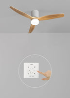 Wind Calm Concrete - Silent 40W Ø132cm Ceiling Fan, 100% Wood, with Customisable Plaster Casing - White# Gypsum Natural Wood# With Light# Controller# Wood