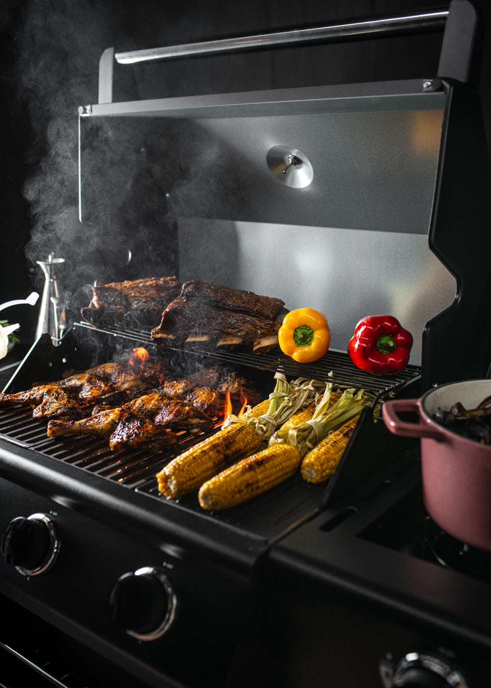 Bbq Gas Burner Pro - Gas Barbecue With Side Burner And Side Table - 17KW - Black