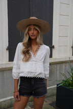 Blouse Brodée Cathy - Blanche