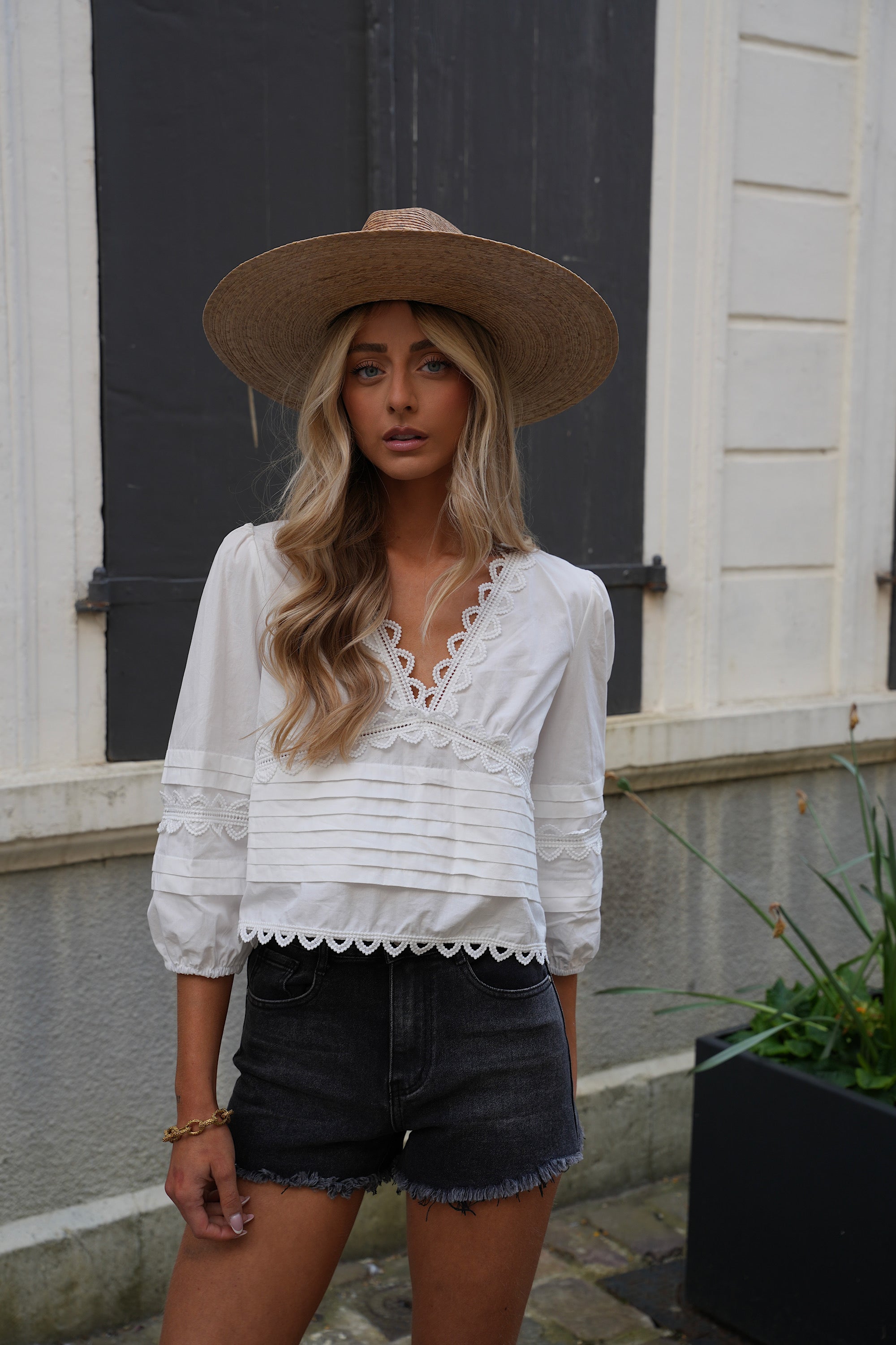 Blouse Brodée Cathy - Blanche