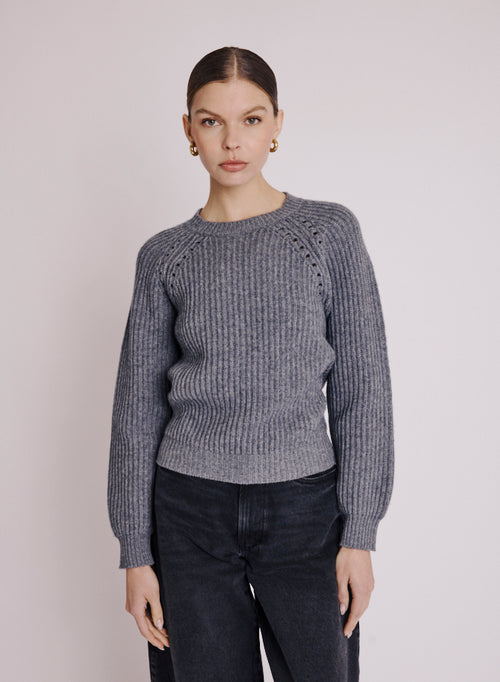Pull A Cotes Ouverture Dos - Medium Gris