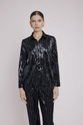 Berenice - Camisa Estampada Mangas Largas - Stripe Burnout Noir