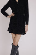 Berenice - Falda Corta Fruncidos Volante Bajo - Square Burnout Negro