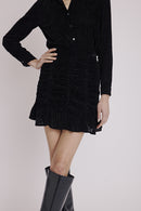 Jupe Courte Fronces Volant Bas - Square Burnout Noir