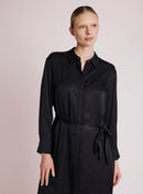 Rhinestone Midi Shirt Dress - Black