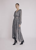 Ruched Waist Long Dress - Silver