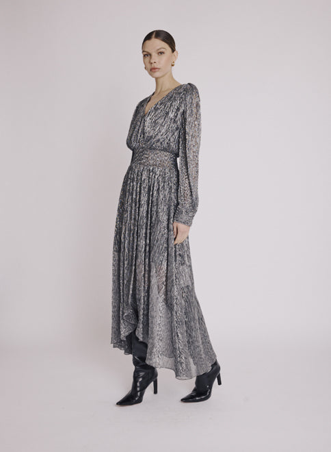 Robe Longue Fronces Taille - Silver