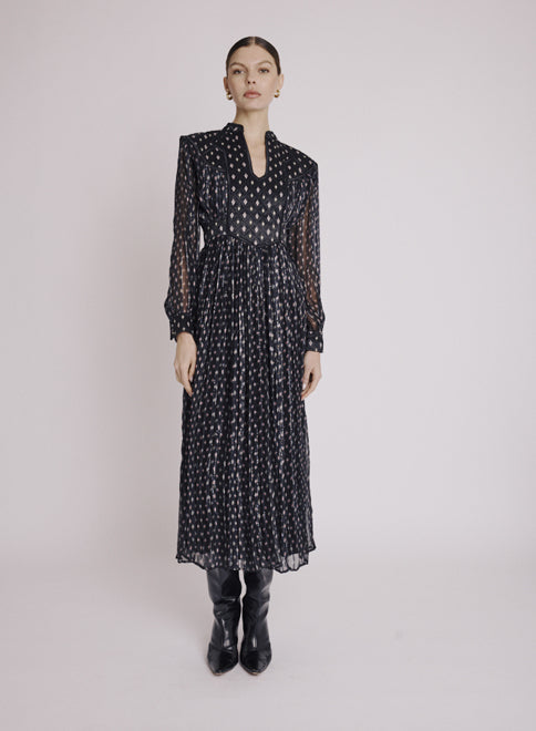 Berenice - Vestido Largo con Pechera Acolchada - Losali Print
