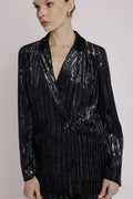 Chaqueta Recta con Bolsillo Delantero - Stripe Burnout Black