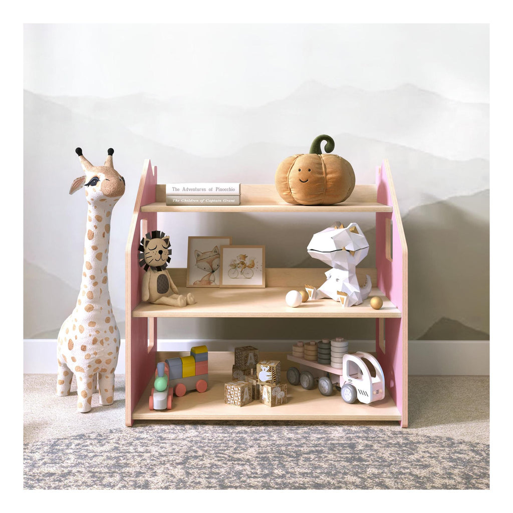 Étagère À Jouets – Bleu Clair & Rose