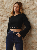 Top Edgy Black oeillets 