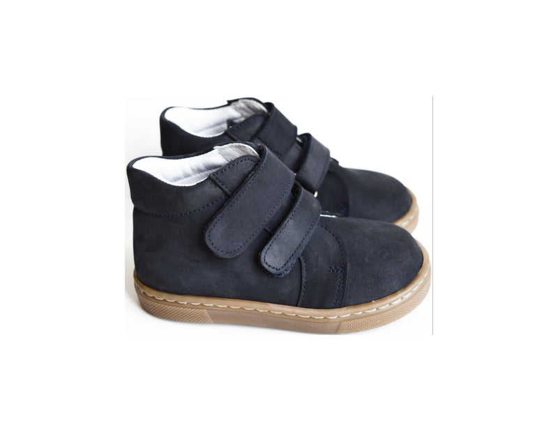 Chaussures Garçon Souples Scratch Achille - Nubuck Bleu Marine - Garçon