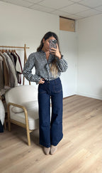 Léonor Navy Blue Vichy Blouse