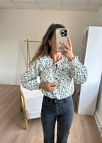 Maria floral wide-collar blouse