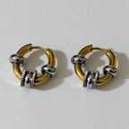 Boucles D'Oreilles Elara Bicolore - Anneau Doré Ou Argent